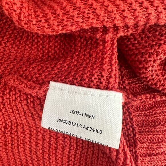 Eileen Fisher Y2K Open Cardigan Sweater Vest 100% Linen Rust Orange M - Picture 9 of 9